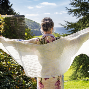 Jenny Aves pure linen scarf in Oyster